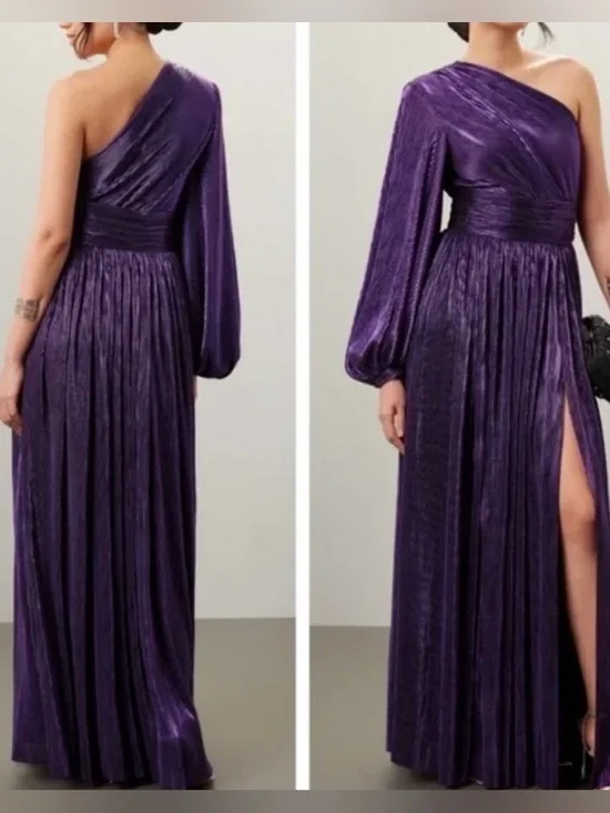 Bronx and Banco Purple Florence Gown in size medium one shoulder . - Picture 6 of 12